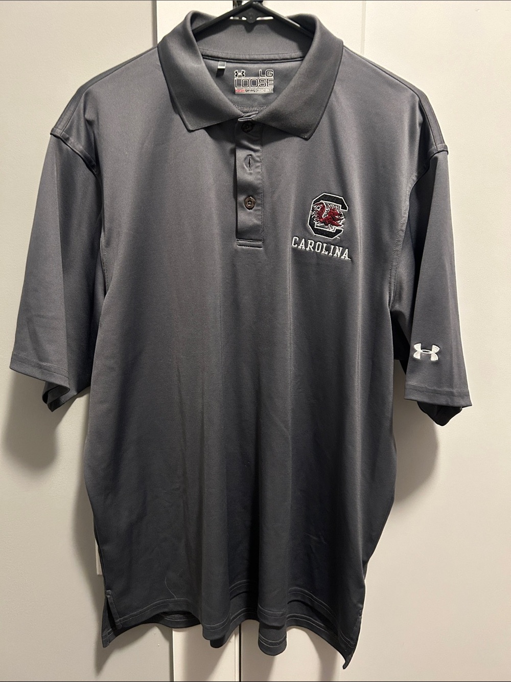 South Carolina Under Armour Gray Embroidered Polo